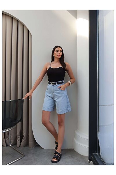 ESRAHELVACI Denim Belted Shorts