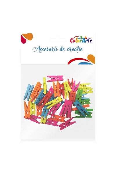 MC Micostore Accesorii creatie - lemn - carlig, colorat, 2.5cm, set 40 buc, C...