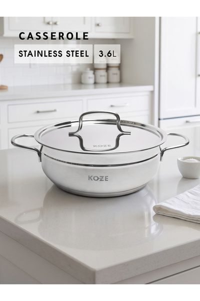 KOZE 26Cm/3.6L Stainless Steel Deep Stockpot - 18/10 Base