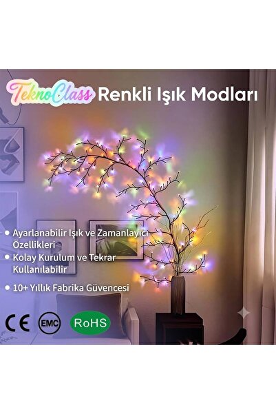 TeknoClass Kumandalı RGB 144 LED Dış Mekan Ağaç Sekilli Dekoratif Balkon Vera...