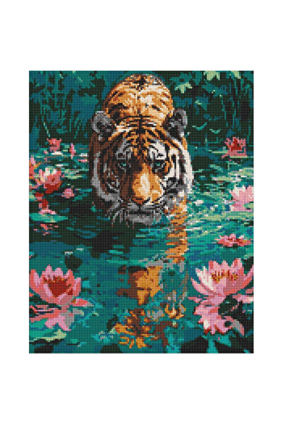 OEM Mozaic diamant Ideyka Tigrul la vanatoare, fara rama, 40x50 cm, multicolor