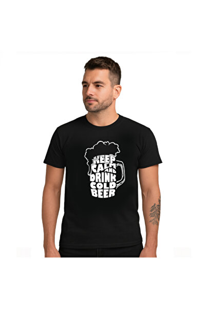 OEM Tricou barbat Keep calm and drink cold beer , 100%bumbac