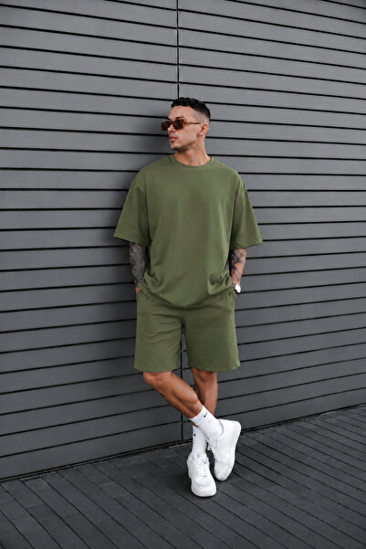 BayBayan Men's Short Sleeve Flexible Summer Shorts Set