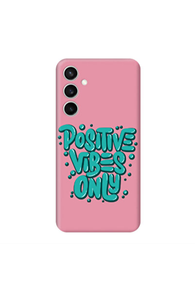 Other Samsung S24 FE Positive Vibes Only Pink Colored Silicone TPU Θήκη