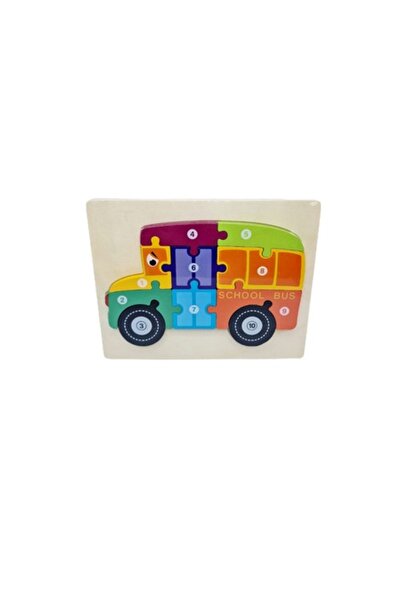 OEM Puzzle din lemn, model autobuz, dimensiuni 23cm x 18cm x 1.2cm
