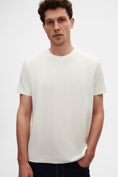 Damat Regular Fit Ekru %100 Pamuk Merserize T-Shirt