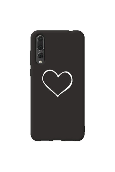 Other Huawei P20 Pro White heart Black Colored Silicone TPU Θήκη