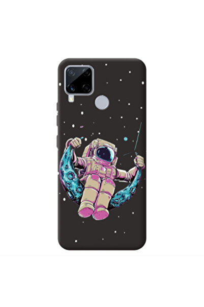 Other Realme C25 Astronaut swinging on the moon Black Colored Silicone TPU Θήκη