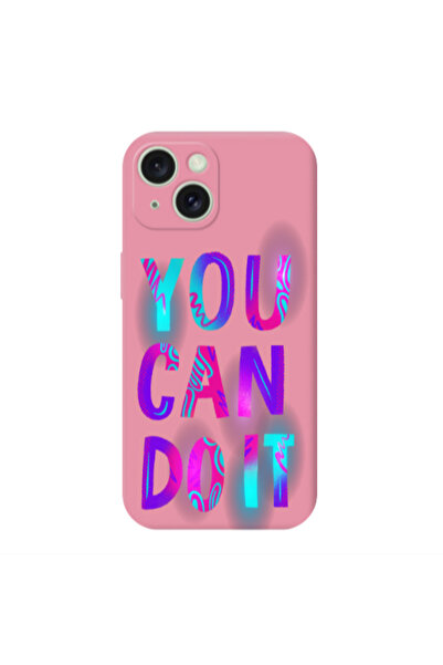 Other Apple iPhone 15 Plus You Can Doit Pink Colored Silicone TPU Θήκη