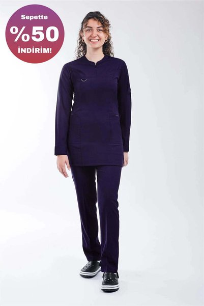 oksijen uniform Emerald (Tesettür)- Mor (Takım)