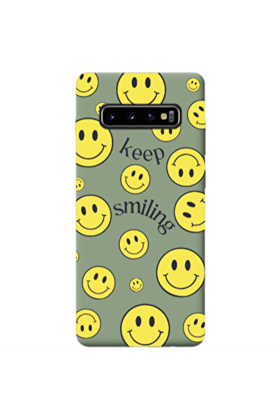 Other Samsung S10 Keep Smiling Light Green Colored Silicone TPU Θήκη