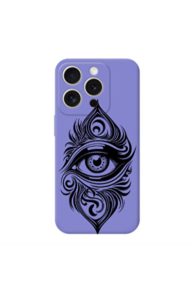 Other Apple Iphone 16 Pro Max Eye patterned drawing Purple Colored Silicone T...