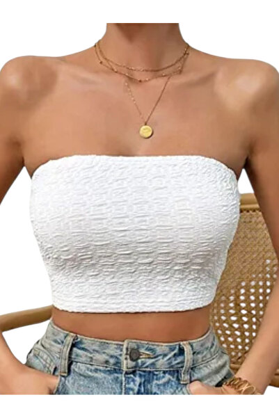 OEM Top scurt, fara maneci, alb, elastic, M