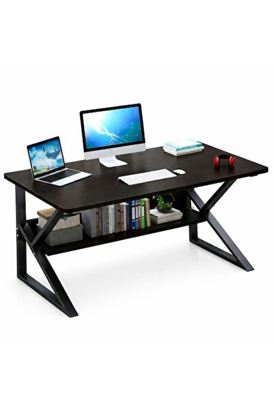 ECARLA Birou de calculator cu raft STL, 80 x 40 x 72 cm, cadru metalic, blat ...
