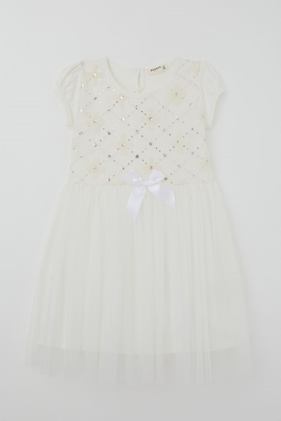 Breeze Girl's Dress with Sequins, Tulle and Flower Accessories, 4-8 Years Old...