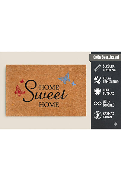 Evoris Coco CC024A Home Sweet Home Desenli Kalın Kaymaz Taban Nem Alıcı Şık T...