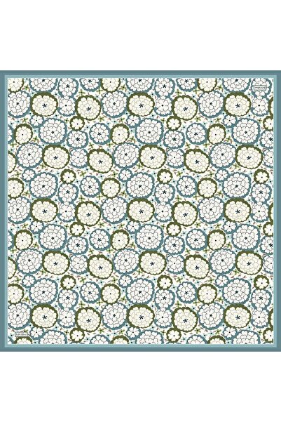 Levidor Turquoise Daisy Pattern Sura Silk Scarf
