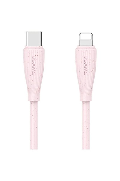 Usams Seria Verde SJ717 Cablu USB-C la Lightning 30W 1m Roz