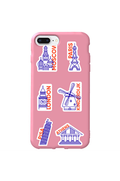 Other Apple iPhone 7 Plus Pisa Athens Pink Colored Silicone TPU Θήκη