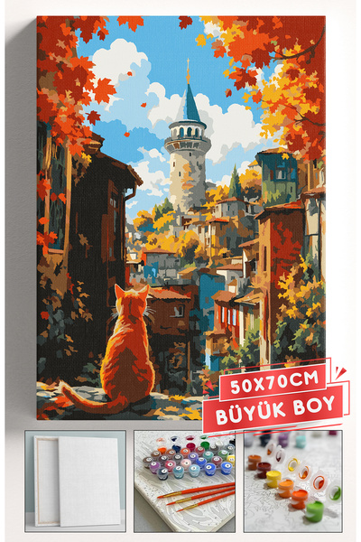 Akihabara Sayılarla Boyama Hobi Seti Çerçeveli Numaralı Tuval Fırça Boya Dahi...