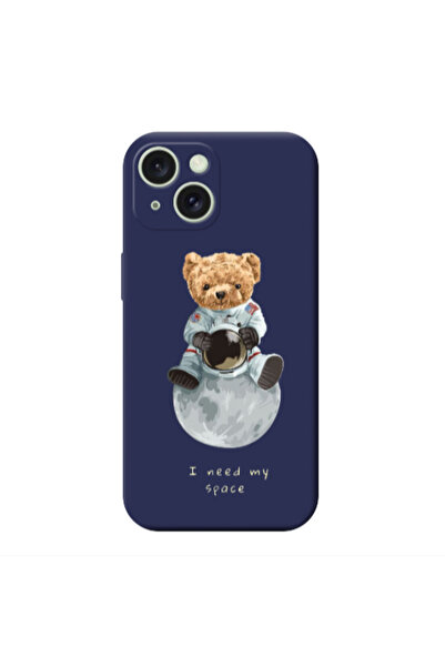 Other Apple iPhone 15 Plus Bear in space Dark blue Colored Silicone TPU Θήκη