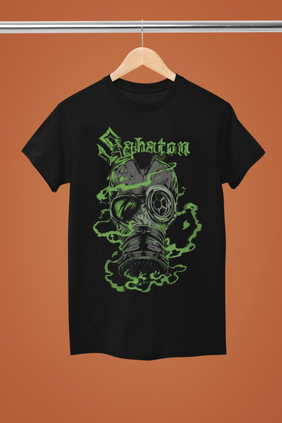 MAGORS TRICOU ROCK SABATON DIN BUMBAC IMPRIMAT, CU MÂNECĂ SCURTĂ, MODEL REGULAR