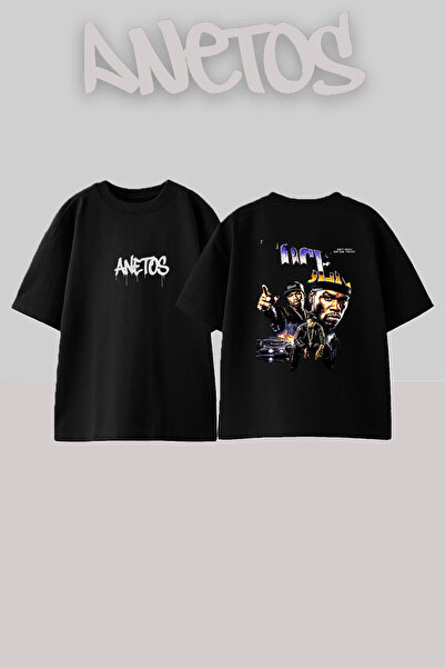 Anetos 50 Cent G Unit_1 dizajn, štampana unisex majica oversize crne boje