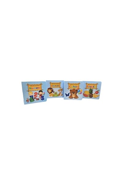 OEM Set de 4 cărți cartonate pentru copii, Numere, Culori, Fructe, Animale