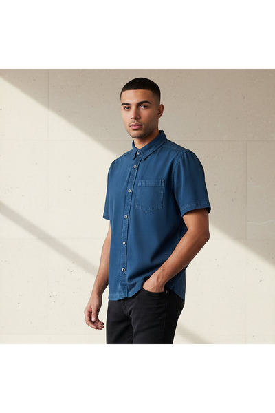 DMN Men Regular Fit Collared Short Sleeve Shirt