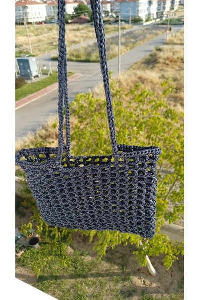 İlmek anne butik Veronika model makrome ip örgü kadın omuz çantası