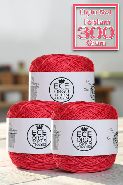 Ece Örgü Tasarım Atölyesi Coral Color, Shiny, Top Quality, 100% Cotton, Cordo...