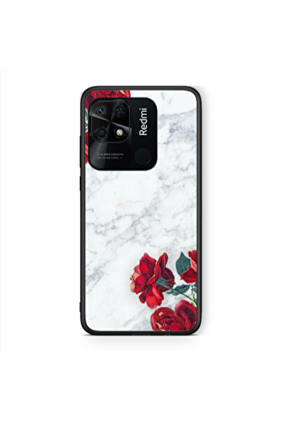 Other Xiaomi Redmi 10C Marble and roses Black Glossy Θήκη