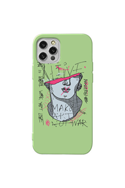 Other Apple iPhone 12 Pro Make art Light Green Colored Silicone TPU Θήκη