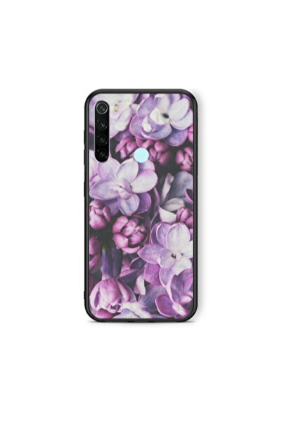 Other Xiaomi Redmi Note 8 Purple Flowers Black Glossy Θήκη