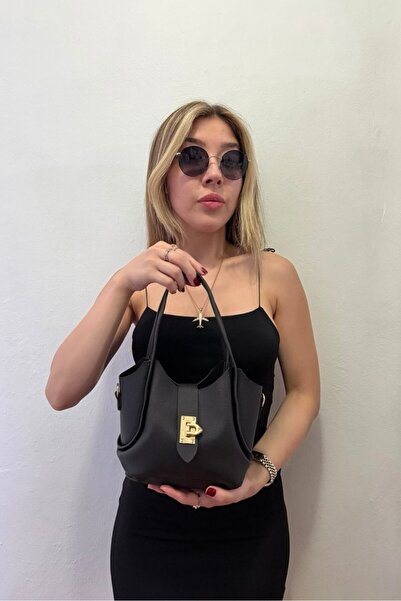 MAİSONRC Women's Gold Buckle Shoulder Bag Daily Use Stylish Mini Handbag