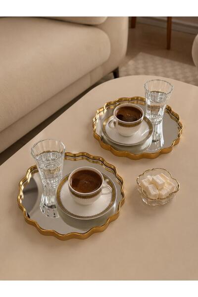 netteucuzluk 2-Piece Daisy Patterned Mirror Presentation Tray and Decorative ...