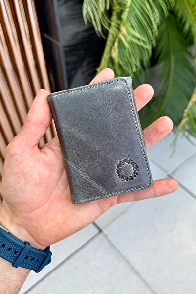 CüzCan Roco Antique Gray Genuine Leather Magnetic Men's Wallet Small and Conv...