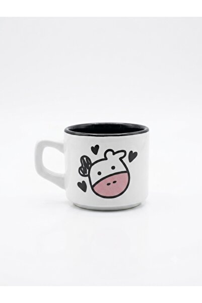 PALTO TASARIM White Venus Mug with Cute Cow Design - Gift Mug Cup