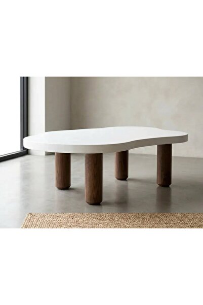 LkAhşap Modern Asimetrik Orta Sehpa 110x45 cm - 45 cm Yükseklik | 36 mm MDF T...