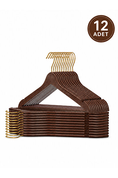 Hausgarten 12 bucăți Umerașe cu aspect de lemn, Seria Premium, Umerașe pentru...