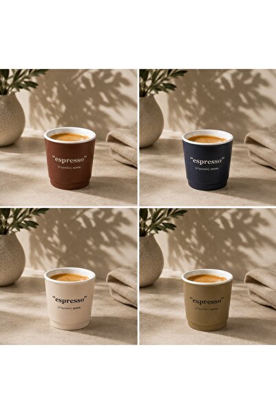 Ulus Home 4-Piece Espresso Porcelain Coffee Cup Set