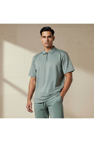Love Pangolin Men Half Zip Polo T-shirt