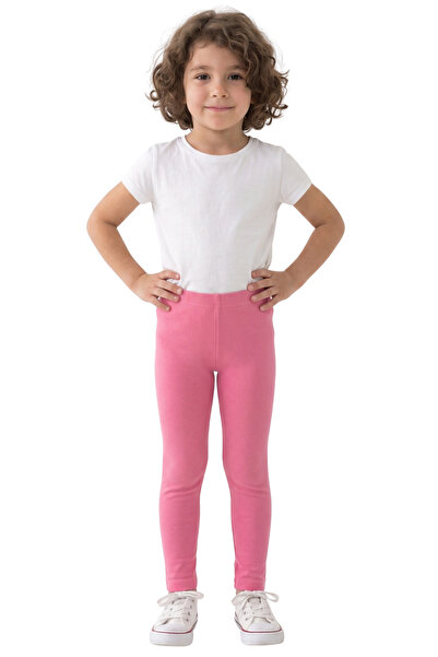 KİAGU Pembe Basic Tayt - Terletmeyen Esnek Kumaş Pamuklu Mevsimlik Pembe Kız ...