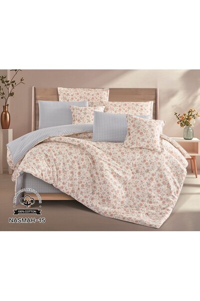 Red Rose Nefren Summer Bedspread Set 100% Cotton Full Filling 8 Pieces Luxury...