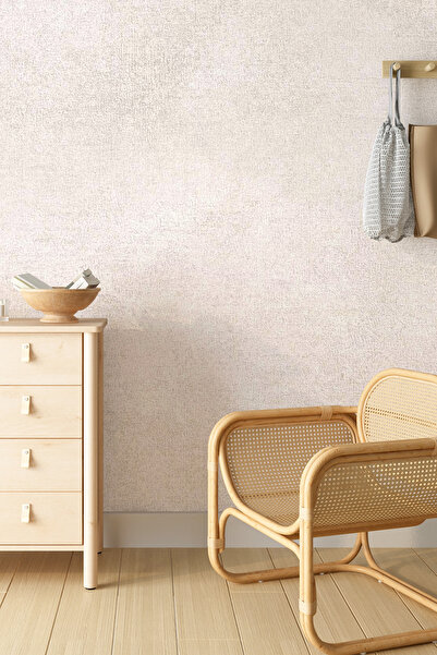 dreamwall İtalyan Sıva Düz Pudra Tekstür Desenli Tek Parça Tekstil Duvar Kağıdı