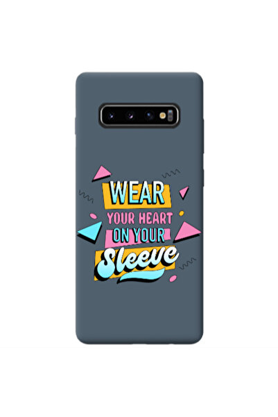 Other Samsung S10 Wear Your Heart Dark Grey Colored Silicone TPU Θήκη