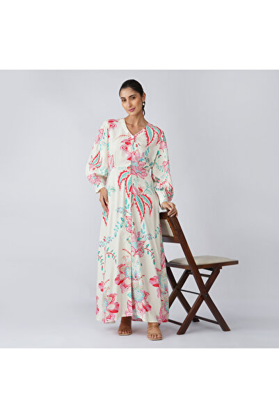 LINELLE Lavender Solid Tiered Belted Maxi Shirt Dress