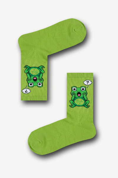 Neşeli Çoraplar Unisex Athletic Socks with Confused Frog Pattern