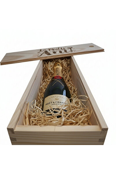 MOET Pachet Cadou Cutie Lemn Personalizata Sampanie & Chandon Brut Imperial 1...