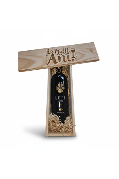 Gitana Winery Pachet Cadou Cutie Lemn Personalizata Vin Rosu Gitana Lupi 14.5...